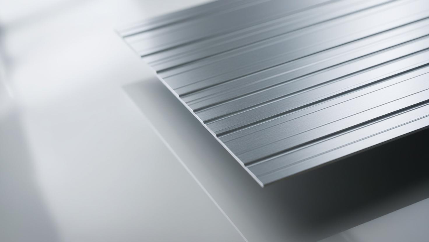 Metallplatte mit Rillen auf hellem Hintergrund